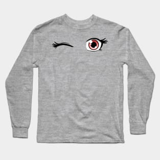 Winking Pink Anime Eyes Long Sleeve T-Shirt